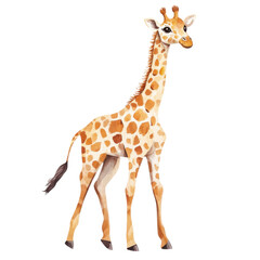 Fototapeta premium Giraffe watercolor art on transparent background