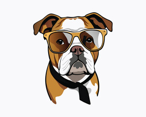 Cute and cool Bulldog vector with glasses