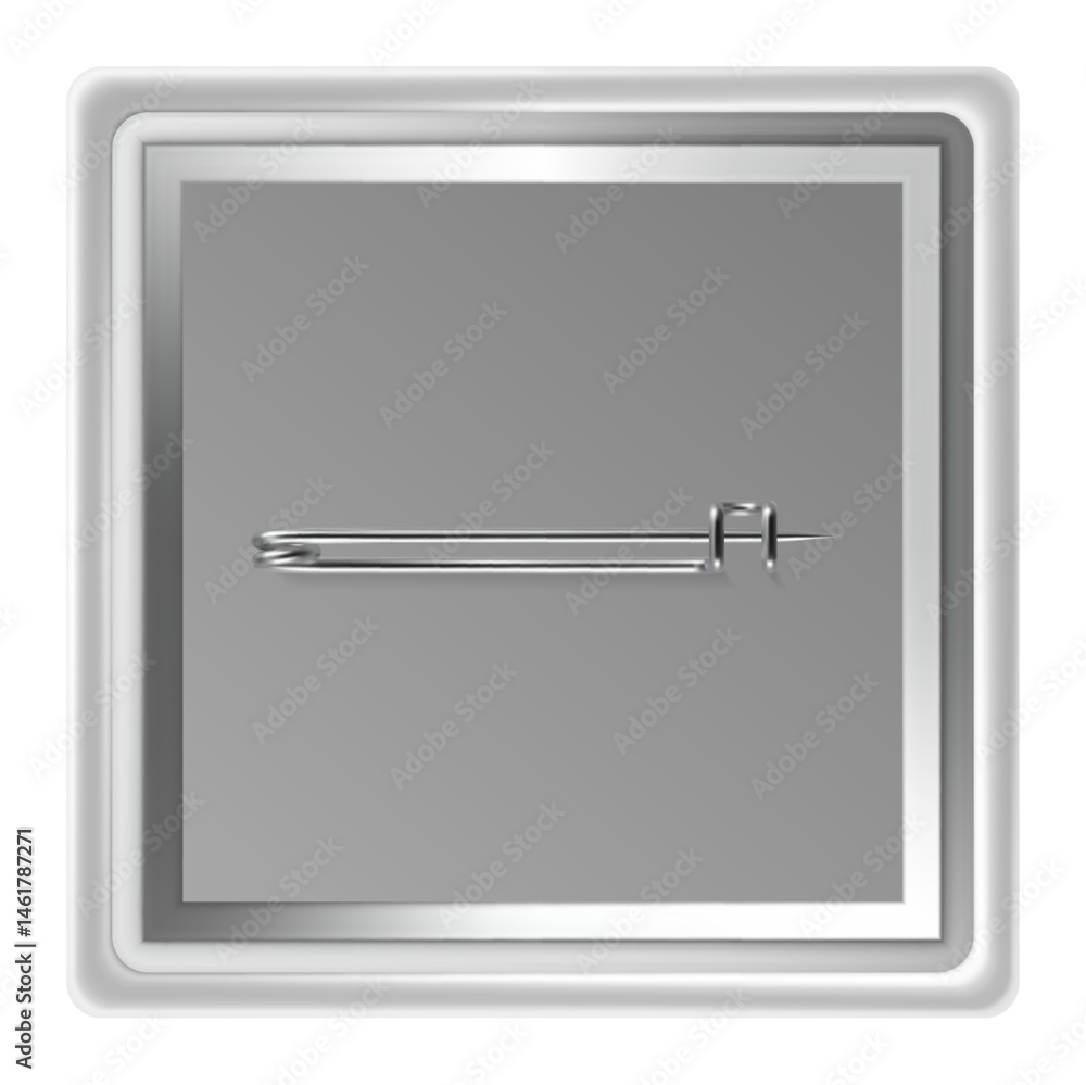 Poster square badge featuring a pin on the reverse side, showcasing a blank surface ready for custom design