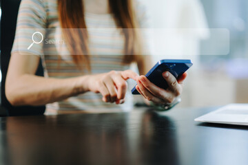 Searching Browsing Internet Data Information Networking Concept with blank search bar..