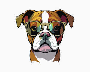 Cute and cool Bulldog vector with glasses
