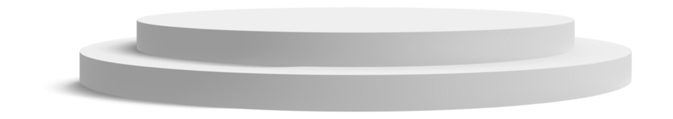 Obraz premium Round white podium displaying products on an empty background, perfect for showcasing merchandise and creating visually appealing presentations