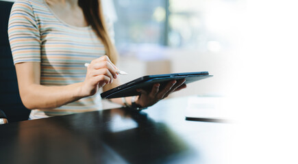 Business woman using smartphone and working on laptop computer  Woman freelancer online working