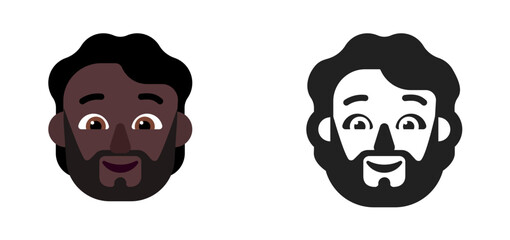 Bearded Man Emoji (Dark Hair, Very Dark Skin Tone)
