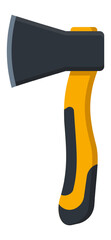 Modern axe with ergonomic yellow handle and sharp blade, ideal for cutting firewood and performing various tasks in forestry, gardening and survival situations