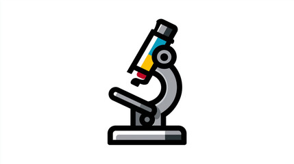 Modern Flat Icon of Microscope with Bright Primary Colors