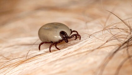 Close Up of a Brown Tick on Human Skin