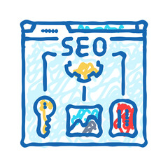 black hat seo icon doodle illustration