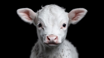 Obraz premium Innocent, fluffy white calf portrait