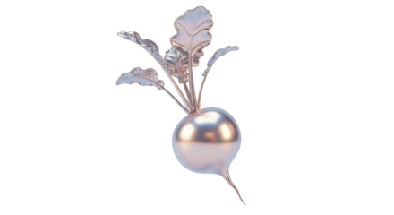 Isolated Metallic Beetroot with Silver Leaves