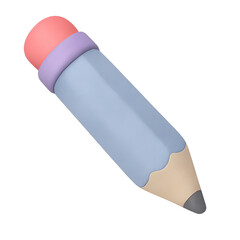 3D Clay Style Pencil Icon with Pastel Colors
