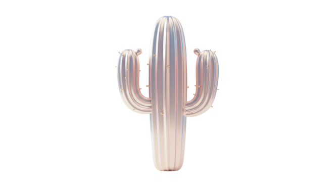 Isolated Holographic Cactus with Iridescent Sheen