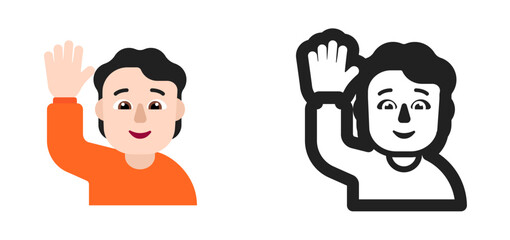 Waving Person Emoji (Dark Hair, Orange Shirt)
