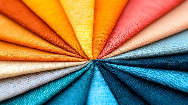 Colorful Fabric Swatches Arranged in a Circular Pattern