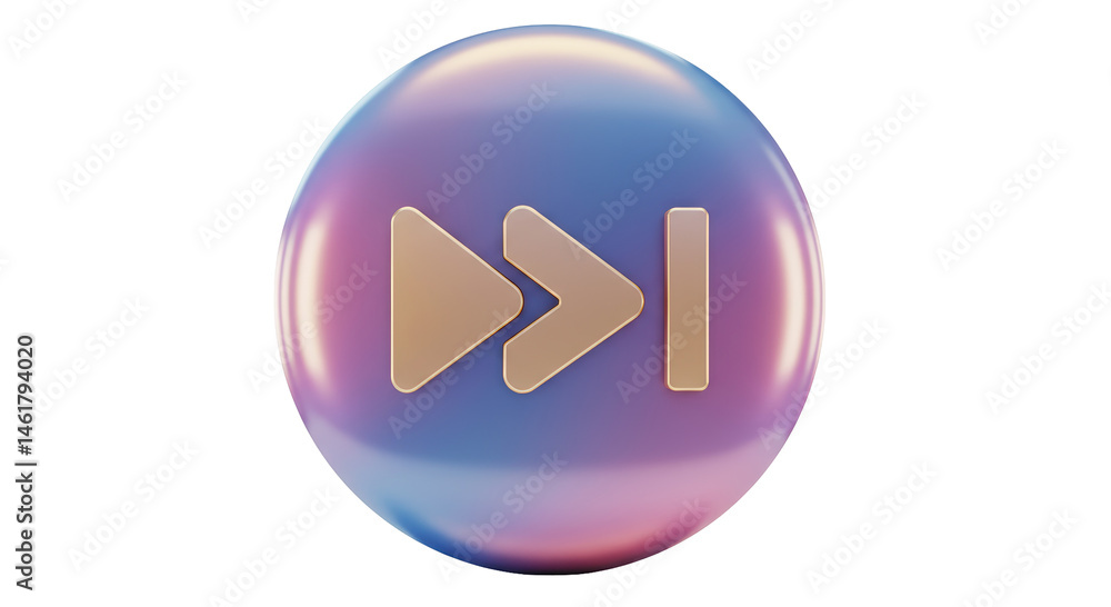Poster isolated iridescent fast forward button