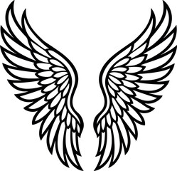 Obraz premium Angel Wings vector black silhouette print cricut design