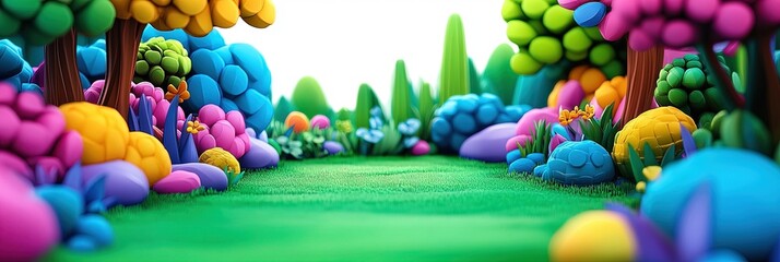 3D vector colorful garden
