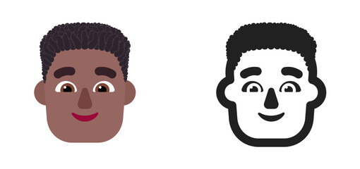 Person's Face Emoji (Short Dark Hair, Dark Skin Tone)
