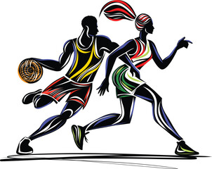 Dynamic illustration of a basketball player