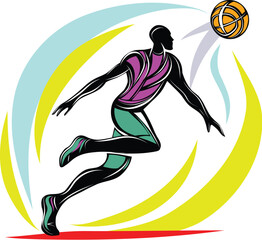 Dynamic illustration of a basketball player