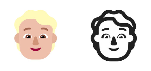 Person's Face Emoji (White/Blonde Hair, Light Skin Tone)
