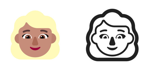 Woman's Face Emoji (Blonde Hair, Medium Skin Tone)
