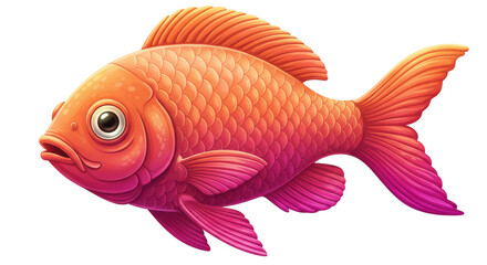 Isolated Vibrant Orange Goldfish with Detailed Scales and Fins