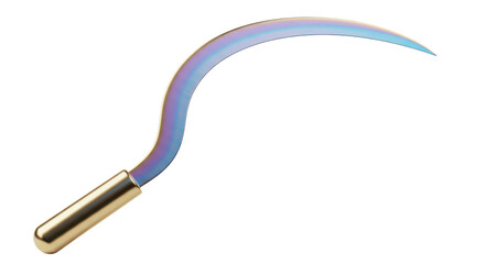 Isolated Curved Blade Tool with Golden Handle for Harvesting