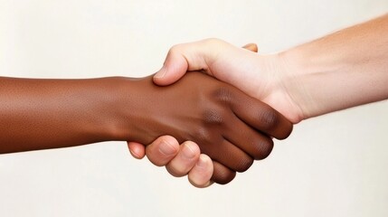 A professional handshake between two businesspeople in an office