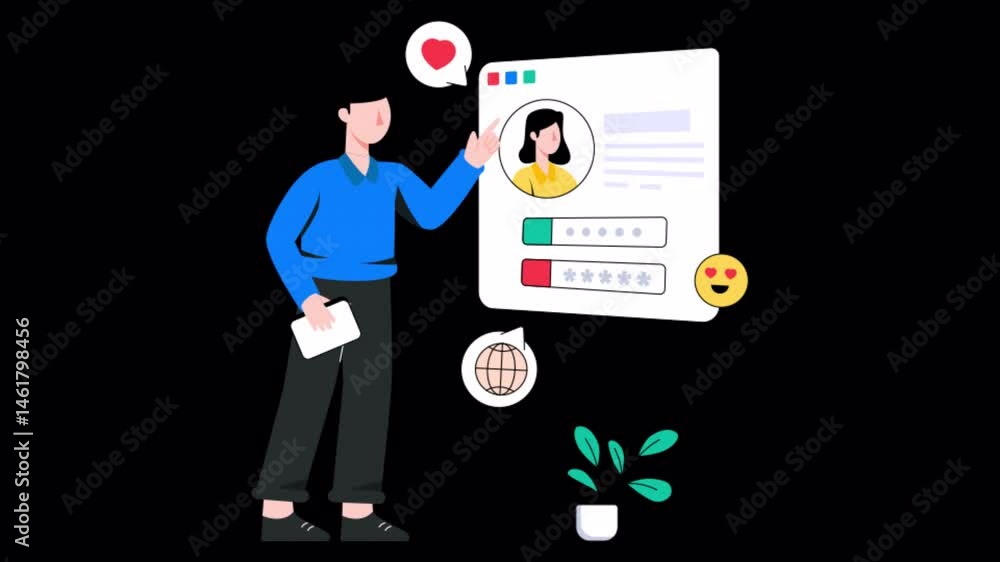 Poster web profile motion graphic rendering with transparent alpha channel and 4k resolution