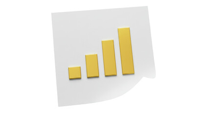 Isolated Rising Golden Bar Graph on Tilted Sheet of Paper
