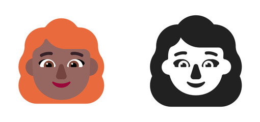 Woman's Face Emoji (Orange Hair, Medium Skin Tone)
