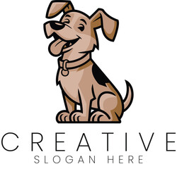 Happy Brown Dog Cartoon Mascot Logo Design Illustration pet pet pet cute tail ears eyes icon cute   