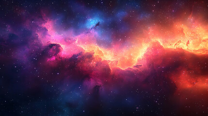 Fototapeta premium Colorful cosmic nebula with vibrant hues and stellar dust.