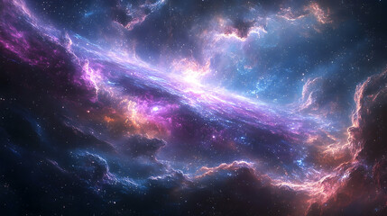 Fototapeta premium Cosmic nebulae display of vibrant stellar formations.