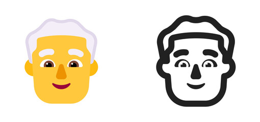 Person's Face Emoji (White/Grey Hair, Light Yellowish Skin Tone)
