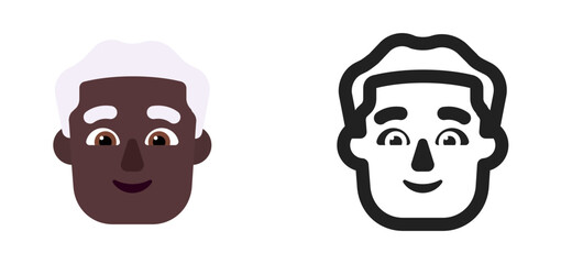 Person's Face Emoji (White/Grey Hair, Very Dark Skin Tone)
