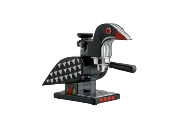 Elegant bird shaped espresso coffee machine on transparent background
