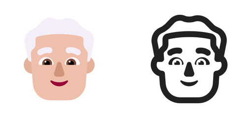 Person's Face Emoji (White/Grey Hair, Light Skin Tone)

