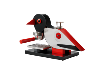 Stylish bird shaped espresso machine coffee on transparent background
