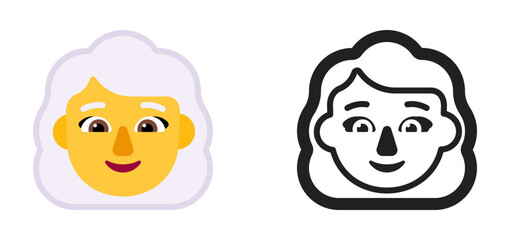 Woman's Face Emoji (White/Grey Hair, Light Yellowish Skin Tone)
