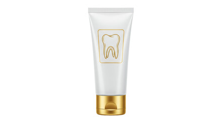 Isolated Toothpaste Tube with Golden Tooth Icon