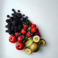 Assorted colorful fresh fruits and berries