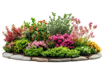 Lush garden flower bed view