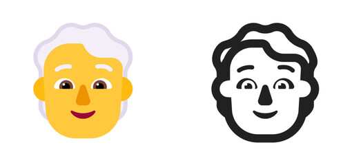 Person's Face Emoji (White/Grey Hair, Light Yellowish Skin Tone)
