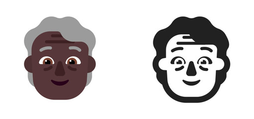Older Person's Face Emoji (Very Dark Skin Tone)
