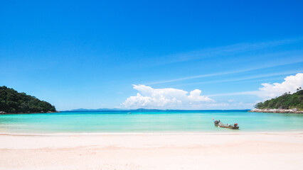 Beautiful landscape of tropical ocean and sky during October at Raya Island, Phuket, Thailand