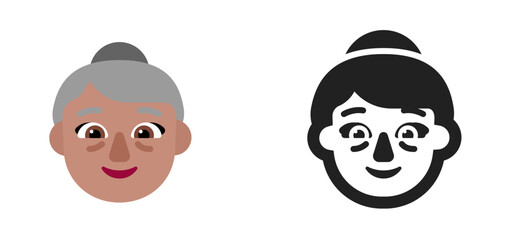 Older Woman's Face Emoji (Medium Skin Tone)
