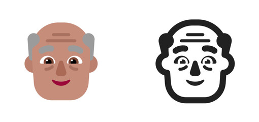 Older Man's Face Emoji (Medium Skin Tone)
