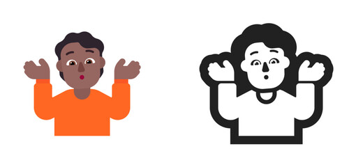 Person Shrugging Emoji (Dark Skin Tone, Orange Shirt)
